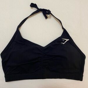 EUC Gymshark Black Ruched Halter Sports Bra